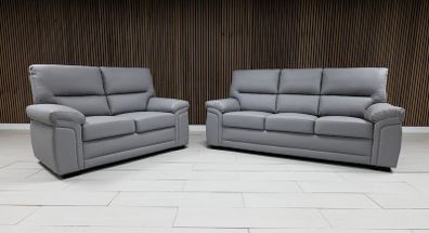 3+2 Bromley Gretal Leather & Fabric Sofa Set
