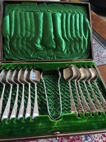 Antique Sterling Silver Spoon & Sugar Thongs set