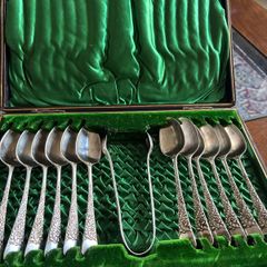 Antique Sterling Silver Spoon & Sugar Thongs set