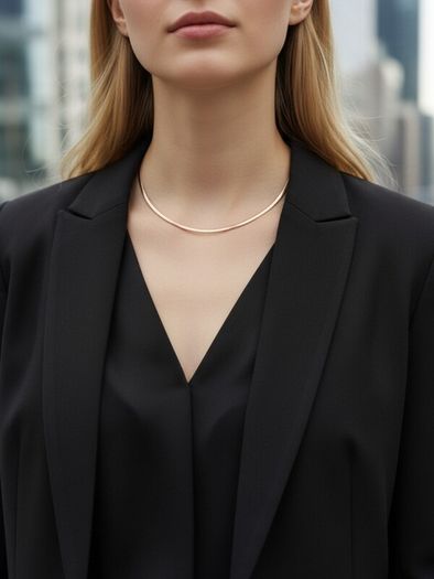 925 Sterling Silver Herringbone Chain Choker