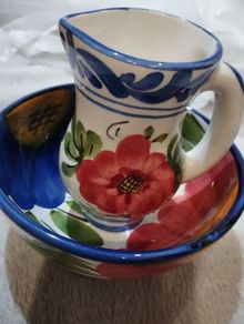 Vintage ceramic Hand-painted Cabo Jug and Bowl Set