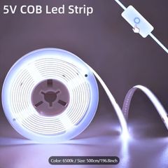 COB LED strip light, 320 LEDs per meter, high brightness, DC 5V USB interface, pushable switch