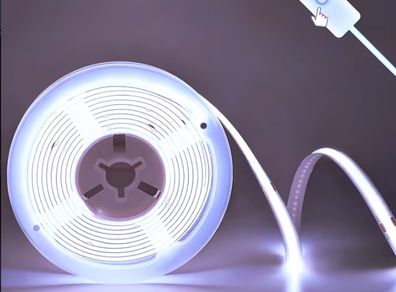 COB LED strip light, 320 LEDs per meter, high brightness, DC 5V USB interface, pushable switch