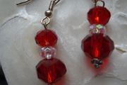 Handmade red earrings,Glass beads.Drop earrings,New,Gift