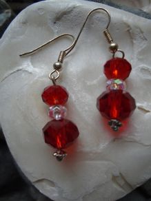 Handmade red earrings,Glass beads.Drop earrings,New,Gift
