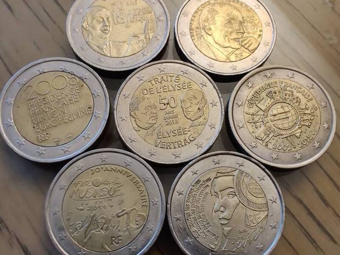 7 Commemorative Coins Lot 2 Euro