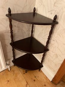 Vintage Dark Wood 3-Tier Corner Shelf