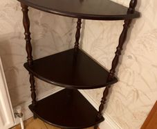 Vintage Dark Wood 3-Tier Corner Shelf