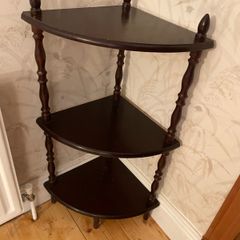 Vintage Dark Wood 3-Tier Corner Shelf