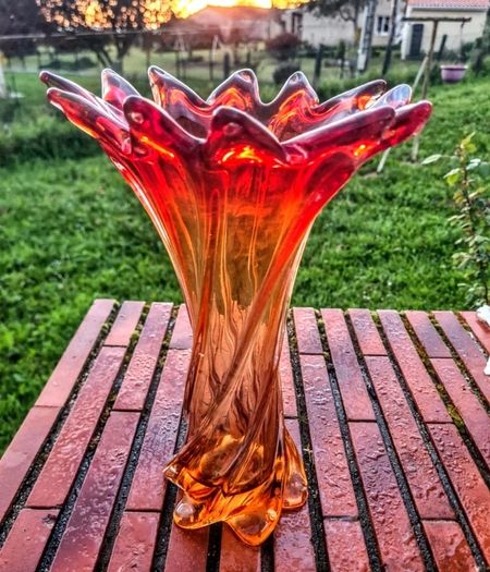 Large Murano red tulip vase