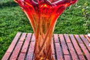 Large Murano red tulip vase