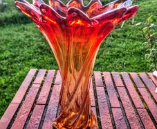 Large Murano red tulip vase