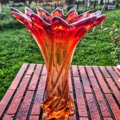 Large Murano red tulip vase