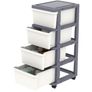 Storage Drawer on Locking Wheels, Tower with Interlocking Hooks for Home Office Closet Bedroom Dorm, Detachable, Free Combination, White and Gray, 4 Drawers Image 2