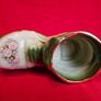 Staffordshire Style Porcelain Boot Vase - Green with Roses ,  Decor or Cactus Planter Image 8