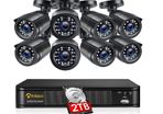 Surveillance Camera Set H.265+ 1080P DVR Recorder with 2TB Hard Drive and 8X 2MP Outdoor Bullet Camera, 20M IR Night Vision