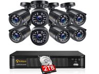 main image for ad Surveillance Camera Set H.265+ 1080P DVR Recorder with 2TB Hard Drive and 8X 2MP Outdoor Bullet Camera, 20M IR Night Vision