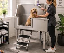 Professional Stainless Steel Pet Grooming  Dog Bath Station with Steps & Shower Kit