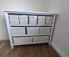 Shelves with storage baskets