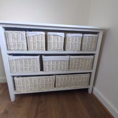 Shelves with storage baskets
