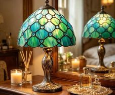 Stained Glass Table Lamp, Vintage