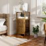 Bathroom Cabinet, Bamboo Floor Cabinet Free Standing, 4 Tier Sofa Side Storage Cupboard for Living Room Kitchen Bedroom, Walnut Image 7
