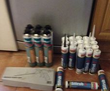 silicone and expanding foam and chaulk