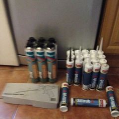 silicone and expanding foam and chaulk