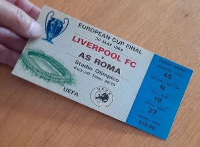 AS ROMA  v Liverpool Souvenir Ticket European Cup 1984