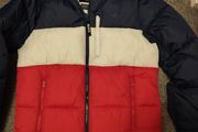 hollister men white blue red puffer winter jacket