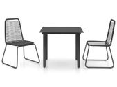 3 Piece Garden Dining Set PVC Rattan Black