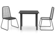 3 Piece Garden Dining Set PVC Rattan Black