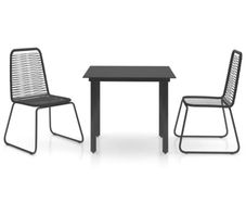 3 Piece Garden Dining Set PVC Rattan Black