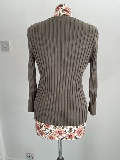 cardigan khaki principle ribbed cardigan with frill detail sizev12