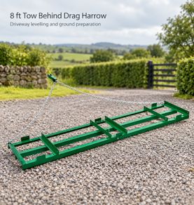 8 ft Tow Behind Drag Harrow for ATV Tractor and Driveway Levelling
