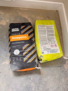 cement sacks & flow point mortar