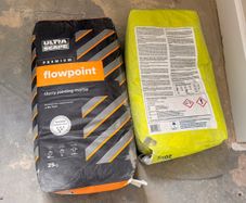 cement sacks & flow point mortar