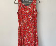 Vintage 1990s Dorothy Perkins red floral print grunge mini dress size 10 summer garden party festival holiday riot grrl