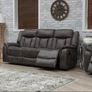 Luxury Tan & Grey Suede Recliner Sofa Set Image 4