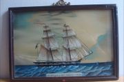 Antique Reverse Glass Nautical Painting