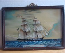 Antique Reverse Glass Nautical Painting