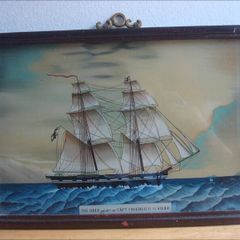 Antique Reverse Glass Nautical Painting
