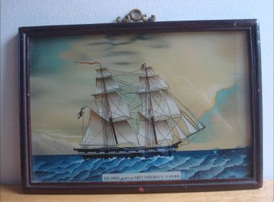 Antique Reverse Glass Nautical Painting