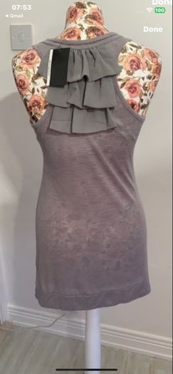 top grey frill front top size 12 Bnwt