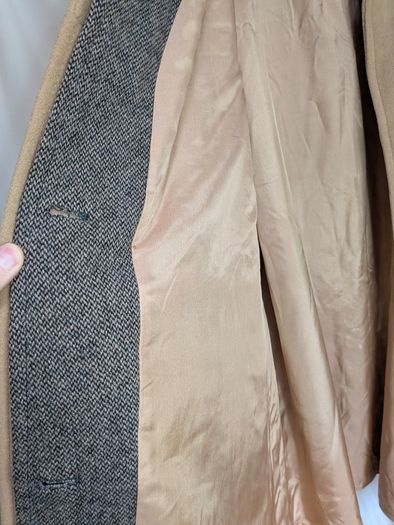 Camel Wool Blend Long Swing Coat  Size Approx UK 20 to 22