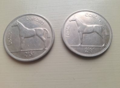 2 Ireland 1961 Halfcrowns  including  the Mule Variety