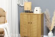 Vintage Storage Cabinet with Double Chevron Doors and Pine Wood Legs, Side Cabinet for Living Room