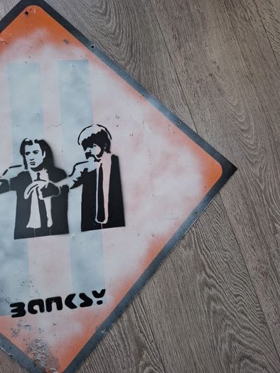 Banksy Reproduction Sheet Metal Road Sign Pulp Fiction