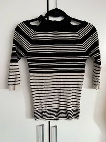 Stripe cold shoulder top