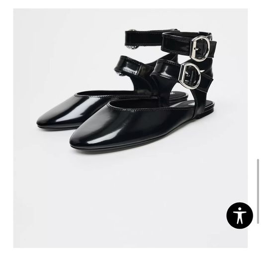 New Zara Black Buckle Shoes UK6